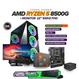 Falabella PC Gamer Ryzen 5 8500G / B650M / Ram 16GB / SSD 1TB / 350W / Monitor 22 FHD oferta