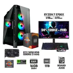 Falabella PC GAMER RYZEN 7 5700X - 16GB RAM - SSD 1TB - RTX 5050 8GB + MONITOR 24 120HZ oferta