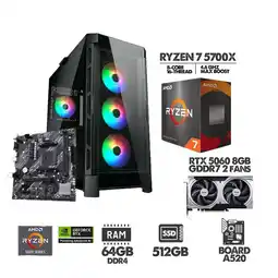 Falabella PC GAMER RYZEN 7 5700X - RTX 5060 8GB - SSD 512GB - 64GB RAM - CHASIS 4FANS oferta