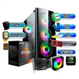 Falabella TORRE GAMER RYZEN 7 5700X RTX 3050 6GB 64GB RAM SSD 512GB B550 (WIFI BT) 600W oferta