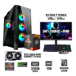 Falabella COMPUTADOR RYZEN 7 5700X - 32GB RAM - SSD 1TB - RTX 5060 8GB + MONITOR 24 120HZ oferta