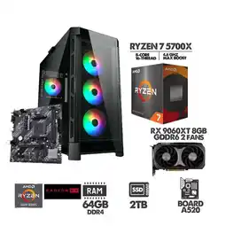 Falabella COMPUTADOR GAMER RYZEN 7 5700X -RX 9060XT 8GB - SSD 2TB - 64GB RAM - CHASIS 4FANS oferta