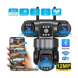 Falabella Cámara De Vigilancia Exterior WiFi De 3 Lentes – Compatible Con App V380 oferta