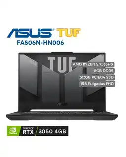 Falabella Portátil TUF FA506N AMD Ryzen 5 7535HS, 512GB PCIE G4 SSD, 8GB DDR5, 15.6 FHD, RTX 3050 4GB oferta