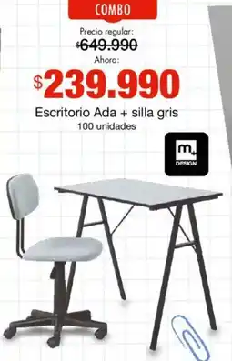 Metro Escritorio Ada + silla gris oferta