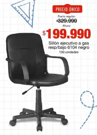 Sillón ejecutivo a gas resp/bajo 6104 negro