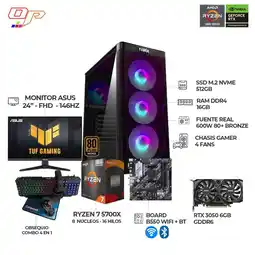 Falabella Computador Gamer Ryzen 7 5700X/ RTX 3050 / 16 GB RAM DDR4 / 512GB SSD M.2 / 24″ FHD 146Hz / 600W oferta