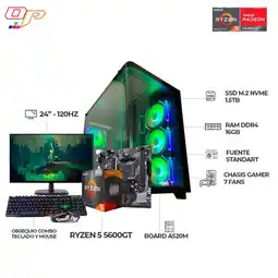 Falabella PC GAMER R5 5600GT+ MONITOR 24 120HZ- CASE PECERA 7FANS RGB- RAM 16GB- SSD 1.5TB oferta