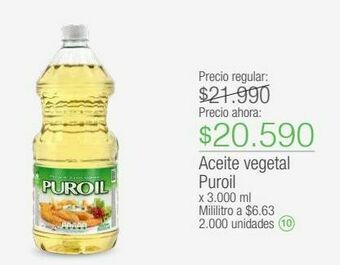 Jumbo Aceite vegetal puroil x 3.000 ml oferta
