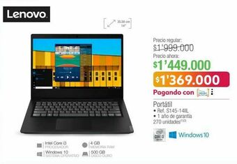Jumbo Computador portátil lenovo oferta