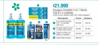 Jumbo Enjuague complete 4 en 1 menta oral-b x 2 unidades oferta