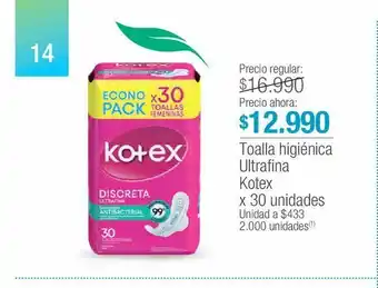 Jumbo Toalla higiénica ultrafina kotex x 30 unidades oferta