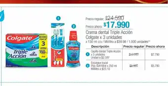 Jumbo Crema dental triple acción colgate x 3 unidades oferta