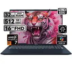 Falabella PORTÁTIL VIVOBOOK 16 RYZEN AI 7 32GB 512GB SSD PANTALLA 16″ WUXGA oferta