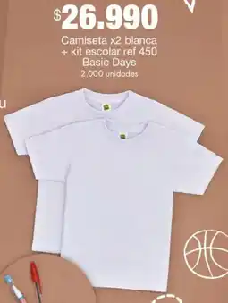 Metro Camiseta blanca + kit escolar ref oferta