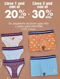 Metro En paquetería de boxer para niño o panty para niña urb oferta