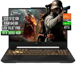 Falabella TUF GAMING AMD RYZEN 7-7435HS RTX 3050 4GB SSD 512GB RAM 64GB LED 15,6 FHD 144Hz oferta
