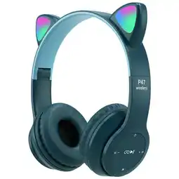 Falabella Diadema Niñas Audífonos Bluetooth Orejas Gato Luz RGB Mz47 Azul oferta