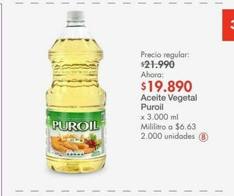 Metro Aceite vegetal puroil oferta