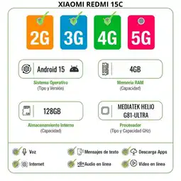 Falabella Celular Redmi 15C 4Gb Ram 128GB 4G Verde + Smartwatch Mobula H8 Ultra oferta