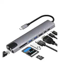 Falabella Hub Usb C Puertos Adaptador Multipuerto Hdmi 8 En 1 Mac Win Color Plateado oferta