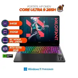 Falabella PORTATIL GAMER OMEN 16 Slim / CORE ULTRA 9 285H / RTX 5070 8GB / 64GB RAM / 512GB SSD / 16” WQXGA oferta
