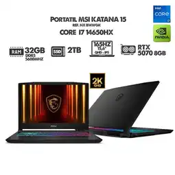 Falabella PORTATIL GAMER KATANA 15/ INTEL CORE I7-14650HX/ RTX 5070 8GB/ 16 2K IPS/ RAM 32GB/ SSD 2TB M.2 oferta