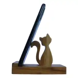 Falabella Soporte Base Gato para Celular Tablet Escritorio en Madera Nogal oferta