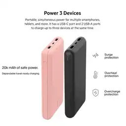 Falabella Combo Cargador Power Bank 20K Boostcharge Pro, 2 USB +1 USB-C Negro y rosado oferta