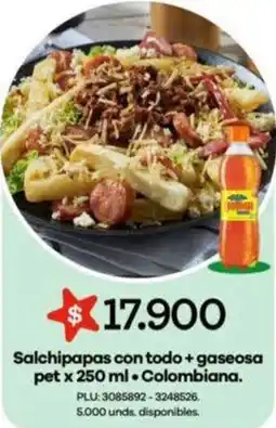 Surtimax Colombiana salchipapas con todo + gaseosa pet oferta