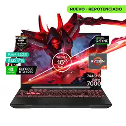 Falabella Portátil Gamer TUF A16 AMD Ryzen 7 RAM 32GB SSD 4TB RTX 4050 6GB FHD 144 Hz oferta