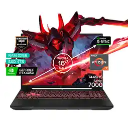 Falabella Portátil Gamer TUF A16 AMD Ryzen 7 RAM 32GB SSD 4TB RTX 4050 6GB FHD 144 Hz oferta