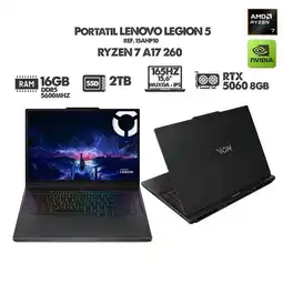 Falabella PORTATIL GAMER LEGION 5/ RYZEN 7 AI7 260/ RTX 5060 8GB/ 15.6 WUXGA 165HZ/ RAM 16GB - SSD 2TB oferta