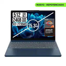 Falabella PORTATIL IdeaPad Slim 3 AMD Ryzen 7 7735HS 24GB RAM 512GB SSD 15.3” WUXGA AZUL oferta