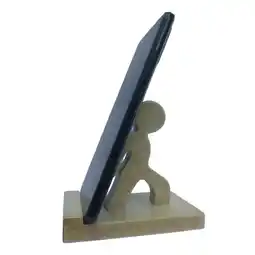 Falabella Soporte Celular Tablet Escritorio Base Madera Antideslizante Diseño Hombrecito Color Vintage oferta