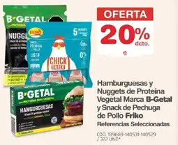 Makro B-getal hamburguesas y nuggets de proteína vegetal marca oferta