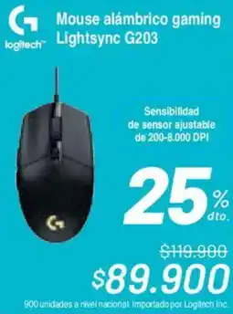 Alkosto Logitech mouse alámbrico gaming lightsync g203 oferta