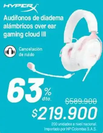 Hyper audífonos de diadema alámbricos over ear gaming cloud iii