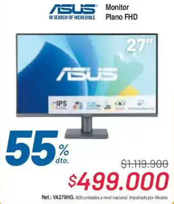 Asus monitor plano fhd 27"