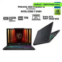 Falabella PORTATIL GAMER CYBORG 15/ INTEL CORE 7 240H/ RTX 5050 8GB/ 15.6 - 144HZ FHD/ RAM 32GB SSD 1TB oferta
