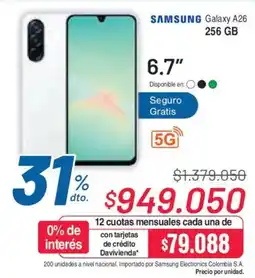 Alkosto Samsung galaxy A26 6.7" oferta