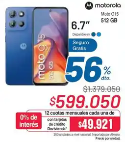 Alkosto Motorola moto 15 6.7" oferta