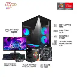 Falabella COMPUTADOR GAMER RYZEN 5 5700G / MONITOR 27” 180HZ / RAM 16GB / SSD 1TB / COMBO 2 EN 1 oferta