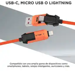 Falabella Cable De Carga Universal 4 En 1 G-tide 65w Carga Rápida Usb-c Micro 1.5m Naranja oferta