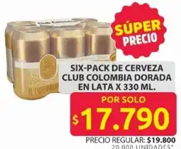 Ara Six-pack de cerveza club colombia dorada en lata oferta