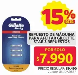 Ara Gillette repuesto de máquina para afeitar star 3 repuestos oferta