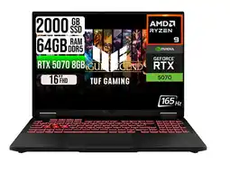 Falabella PORTATIL TUF A16 AMD RYZEN 9 270 RTX 5070 8GB SSD 2TB RAM 64GB 16 FHD 165HZ oferta