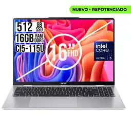 Falabella PORTATIL INTEL CORE ULTRA 5-115U SSD 512GB RAM 16GB WUXGA IPS 16 oferta