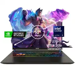 Falabella Portátil Gamer Vector Intel Core Ultra 9 275HX RTX 5080 16GB RAM 16GB SSD 2TB QHD+ 240Hz oferta