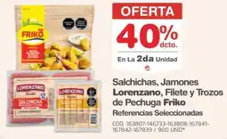 Makro Salchichas,friko jamones lorenzano, filete y trozos de pechuga oferta